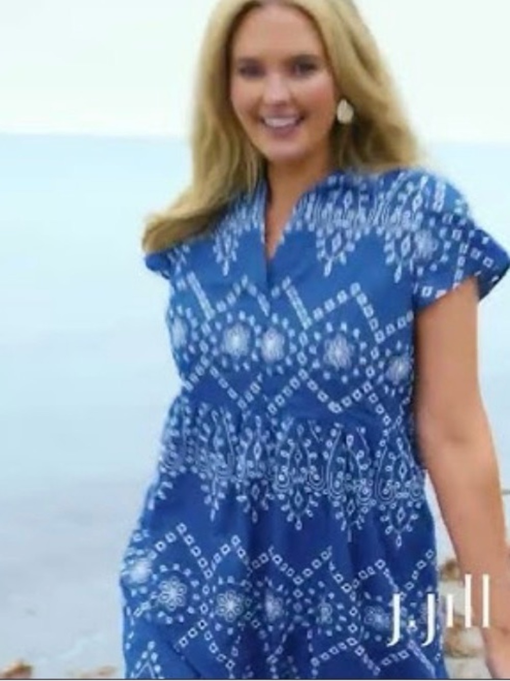 NWT J Jill Blue Embroidered Cotton Midi Dress Size S - Picture 3 of 6